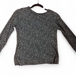 Banana Republic cotton blend black and white leopard Malibu long sleeve shirt